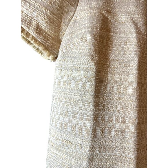 Cartolina Womens Short-Sleeve Tweed Shift Dress Beige Size 6 - Picture 3 of 11